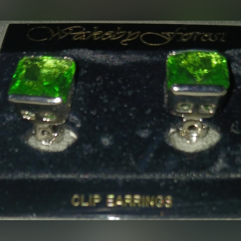 Wakeby Forest Green Clip Earrings - Picture 2 of 3